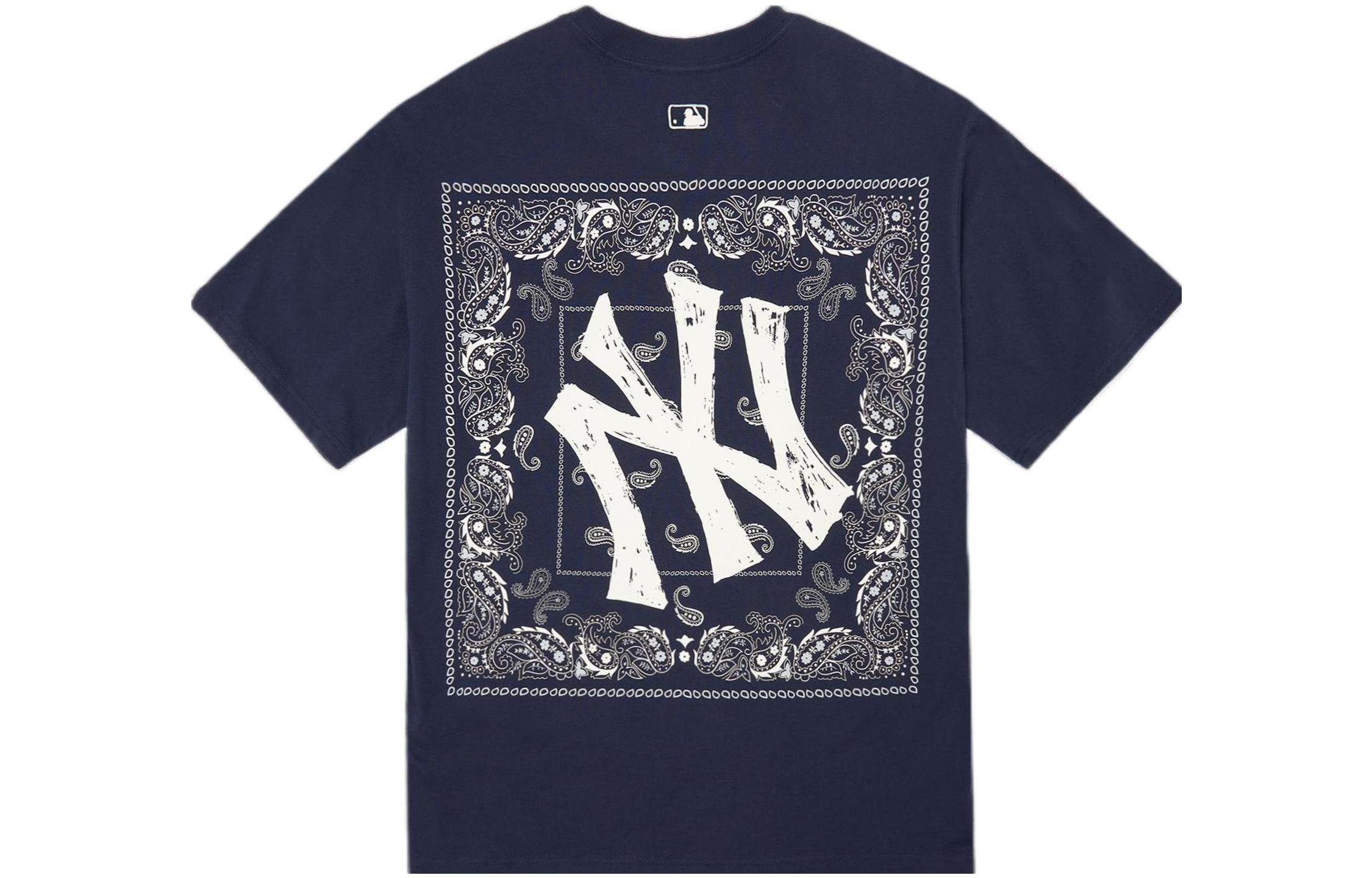 MLB New York Yankees Paisley Logo Navy Unisex Crewneck Dopamine T-Shirt. 3ATS52023-50NYD