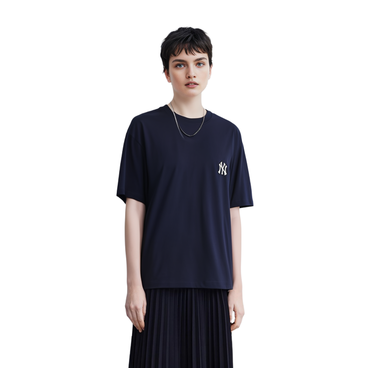 Sizing MLB纽约洋基队海军蓝佩斯利标志男女同款多巴胺T恤。 3ATS52023-50NYD