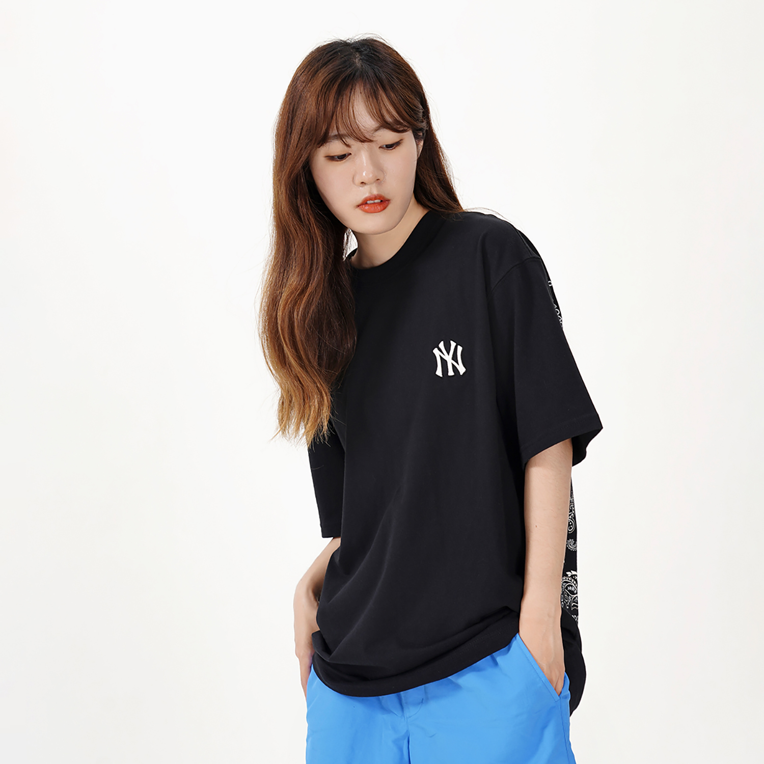 Cheap Camiseta Unisex Negra MLB Yankees Vintage Logo Paisley. 3ATS52023-50BKS