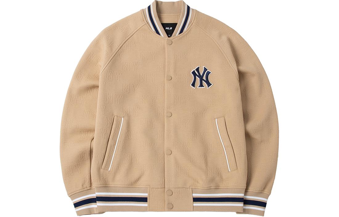 MLB New York Yankees Patchwork Logo Retro Varsity Embroidered Jacket Khaki Men 3AJPM0441-50SAD 圖 2