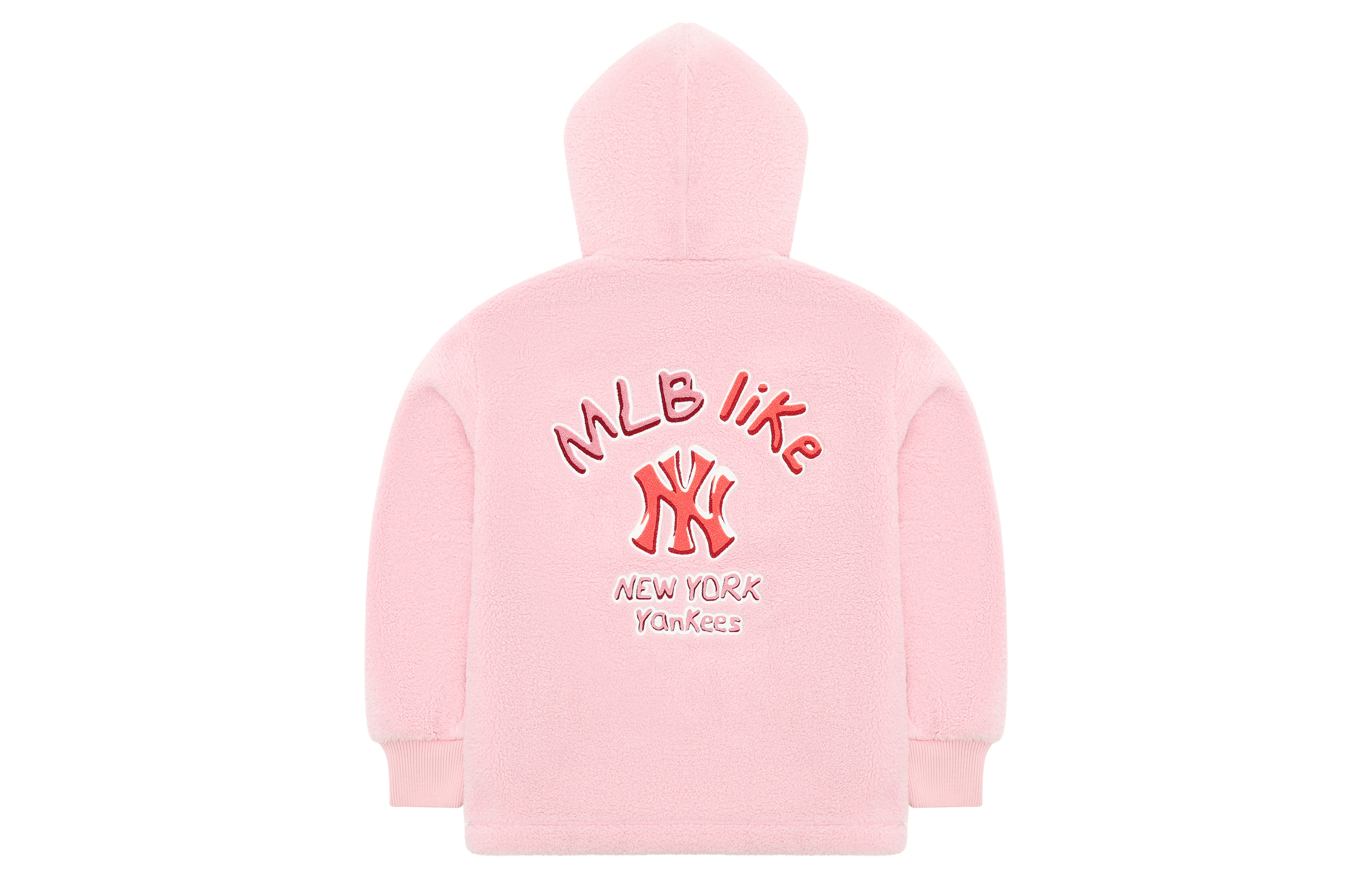 MLB New York Yankees Pink Fleece Hoodie with Graffiti Letter Print Unisex. 3AFDL3126-50PKS