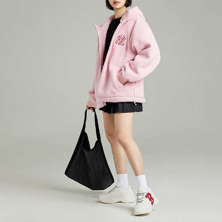 MLB New York Yankees Pink Fleece Hoodie with Graffiti Letter Print Unisex. 3AFDL3126-50PKS 圖 4