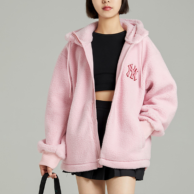 MLB New York Yankees Pink Fleece Hoodie with Graffiti Letter Print Unisex. 3AFDL3126-50PKS 圖 6