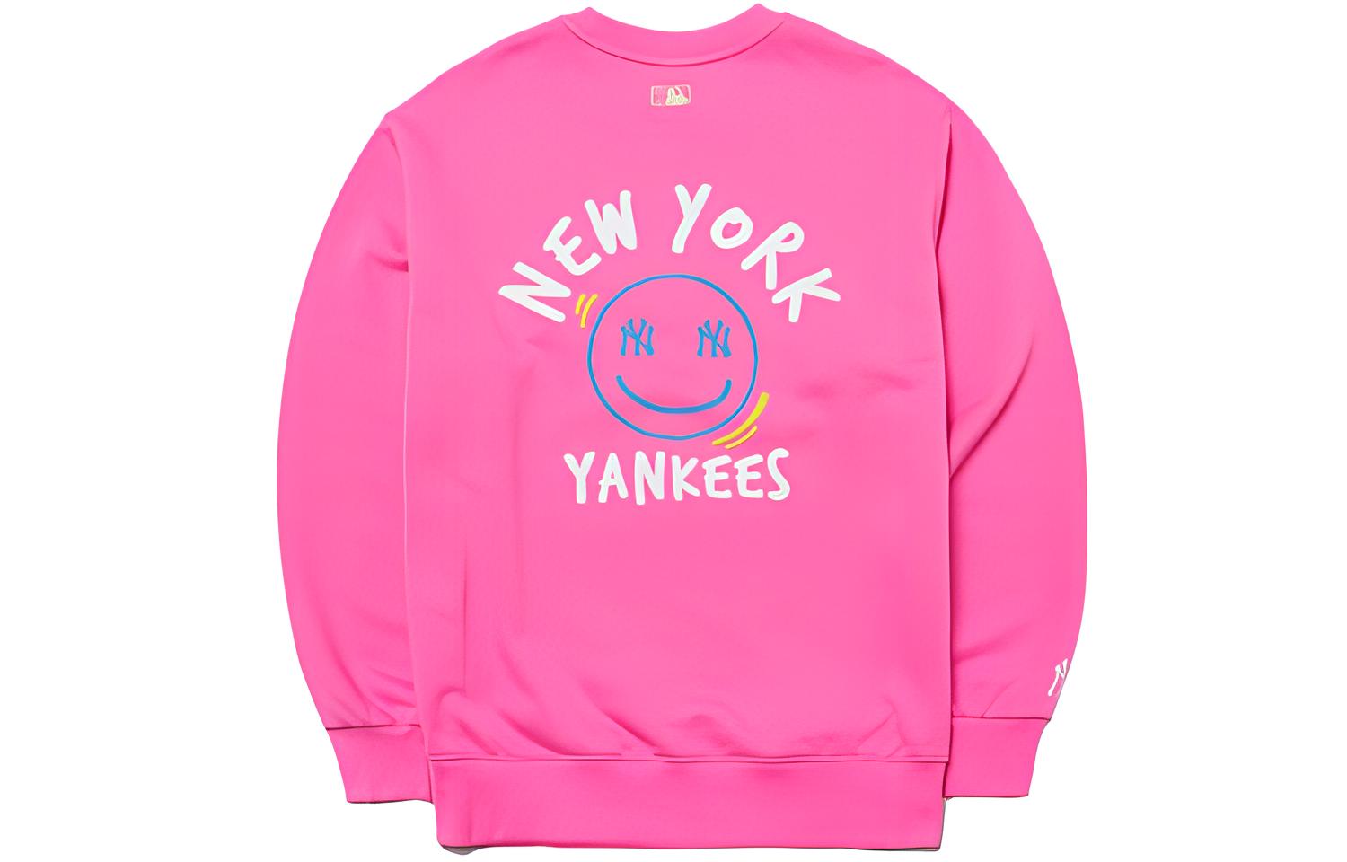 MLB New York Yankees Pink Logo Print Oversized Crewneck Sweatshirt Unisex 3AMTL0514-50PKD