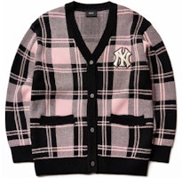 MLB New York Yankees Pink Plaid Logo Knit Cardigan Sweater Unisex. 3AKT00214-50PKS MLB New York Yankees Pink Plaid Logo Knit Cardigan Sweater Unisex. 3AKT00214-50PKS