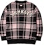 Lookbook MLB New York Yankees Pink Plaid Logo Knit Cardigan Sweater Unisex. 3AKT00214-50PKS