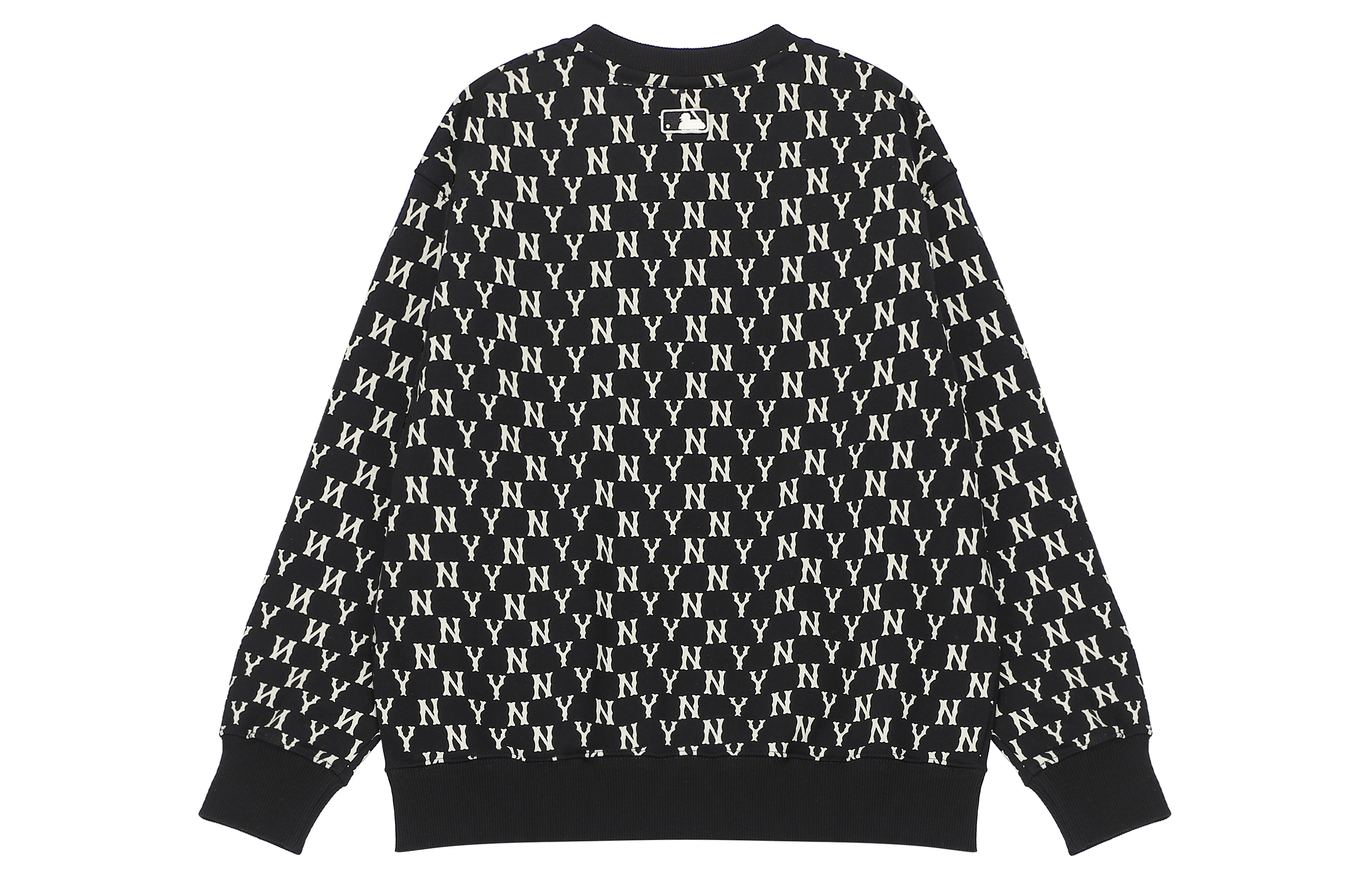 Lookbook MLB纽约洋基队FW22像素Logo刺绣宽松版圆领卫衣黑色 3AMTM0224-50BKS