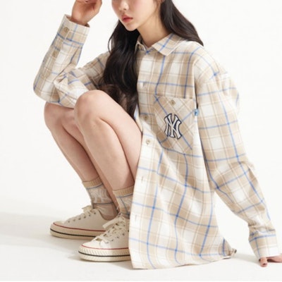 Camisa Casual Unisex de Manga Larga a Cuadros MLB New York Yankees - Caqui. 3AWS00221-50BGS Shop Camisa Casual Unisex de Manga Larga a Cuadros MLB New York Yankees - Caqui. 3AWS00221-50BGS