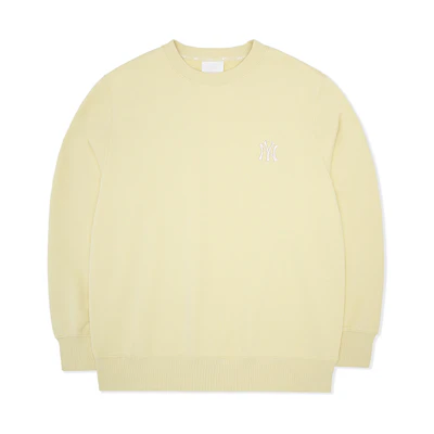 MLB New York Yankees Plain Oversized Crewneck Sweatshirt Unisex Light Yellow 3AMTEC124-LIGHTYELLOW