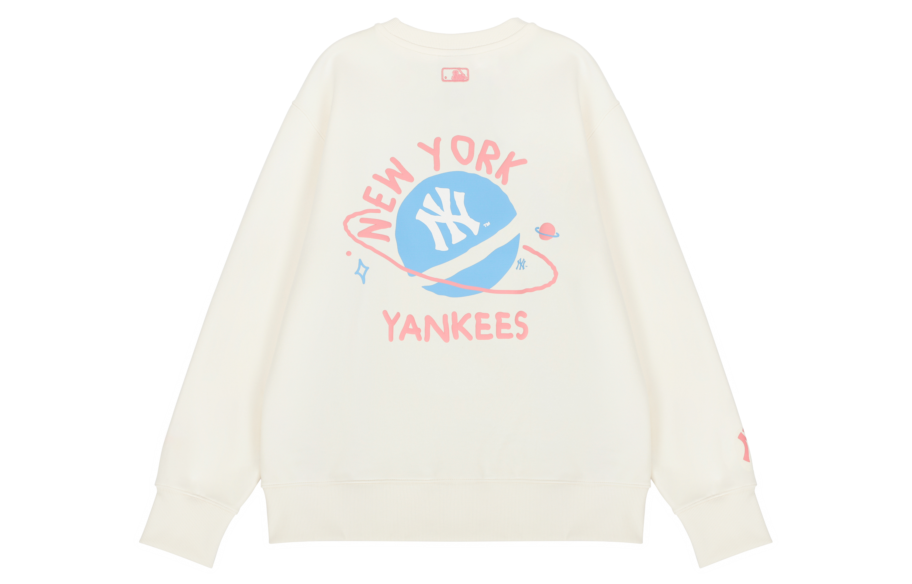 MLB New York Yankees Planet Letter Print Sweatshirt Cream White Unisex 3AMTL0121-50CRS