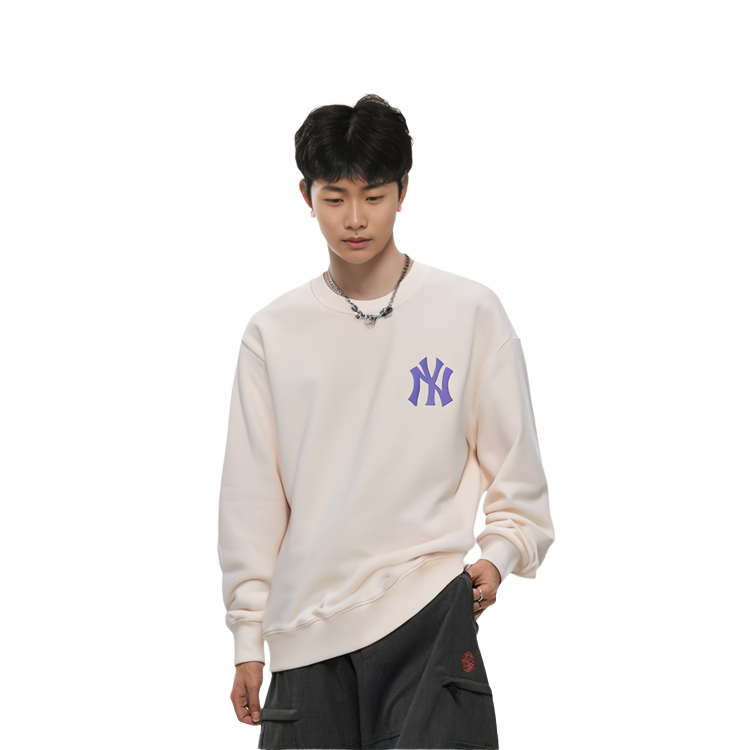 MLB New York Yankees Planet Print Crewneck Sweatshirt Unisex Off-White Retro Style 3AMTL0114-50CRS 圖 6