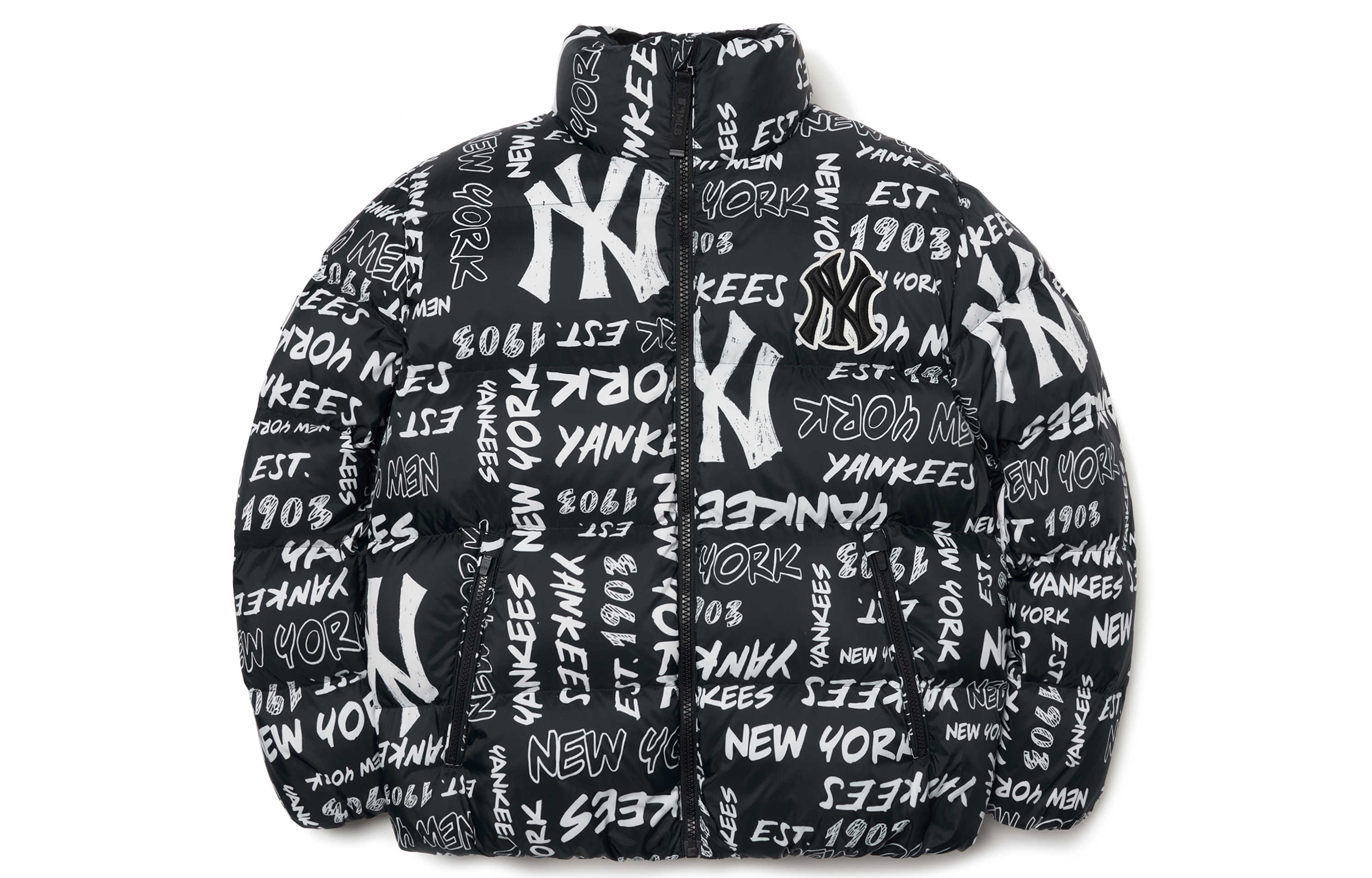 MLB New York Yankees Printed Puffer Jacket Winter Unisex Black. 3ADJN0316-50BKS