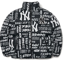 MLB New York Yankees Printed Puffer Jacket Winter Unisex Black. 3ADJN0316-50BKS MLB New York Yankees Printed Puffer Jacket Winter Unisex Black. 3ADJN0316-50BKS