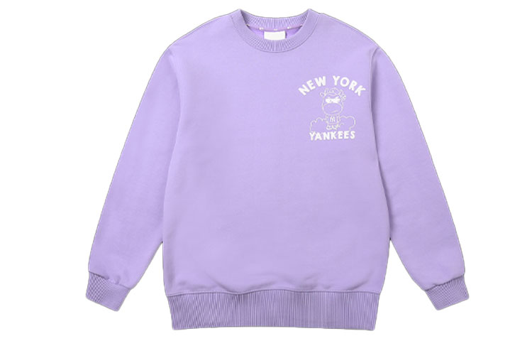 MLB New York Yankees Purple Crewneck Letter Print Unisex Sweatshirt 31MTC1111-50V