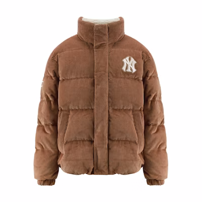 MLB New York Yankees Quilted Down Jacket Beige Unisex Winter Warm Coat. 3ADJC0116-50BGD
