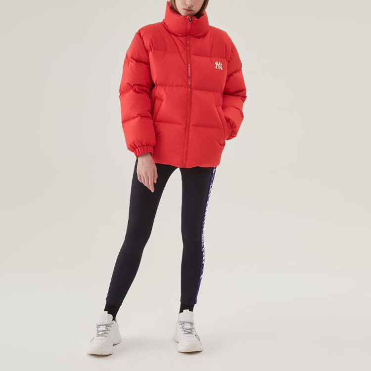 Shop MLB 紐約洋基紅色羽絨外套 男女冬季款 標誌圖案 31DJZ1961-50R