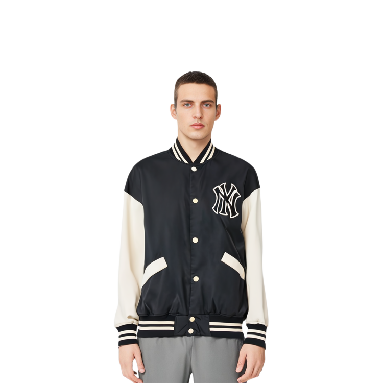 Shop MLB New York Yankees Retro Black Varsity Jacket Unisex Casual Loose Fit. 3AJPV0834-50BKS