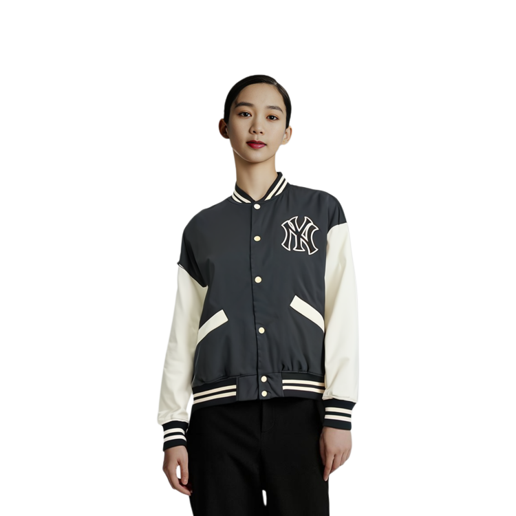 Details for MLB New York Yankees Retro Black Varsity Jacket Unisex Casual Loose Fit. 3AJPV0834-50BKS