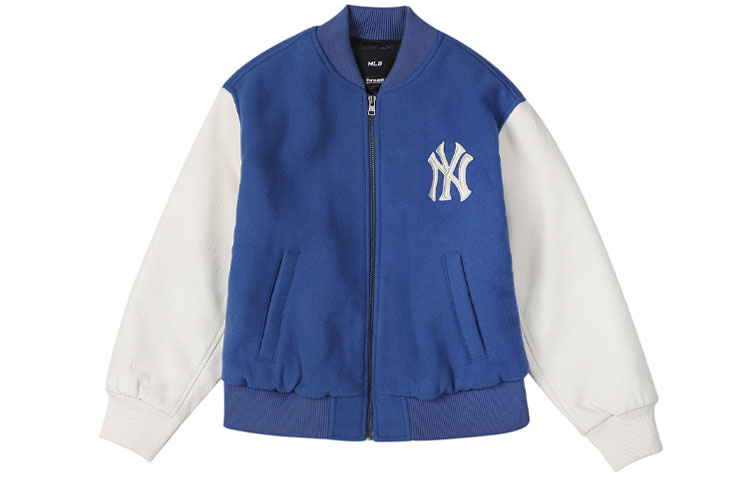 MLB New York Yankees Retro Colorblock Logo Baseball Jacket Unisex Blue Back to School 3AJP12016-50BLD 圖 2