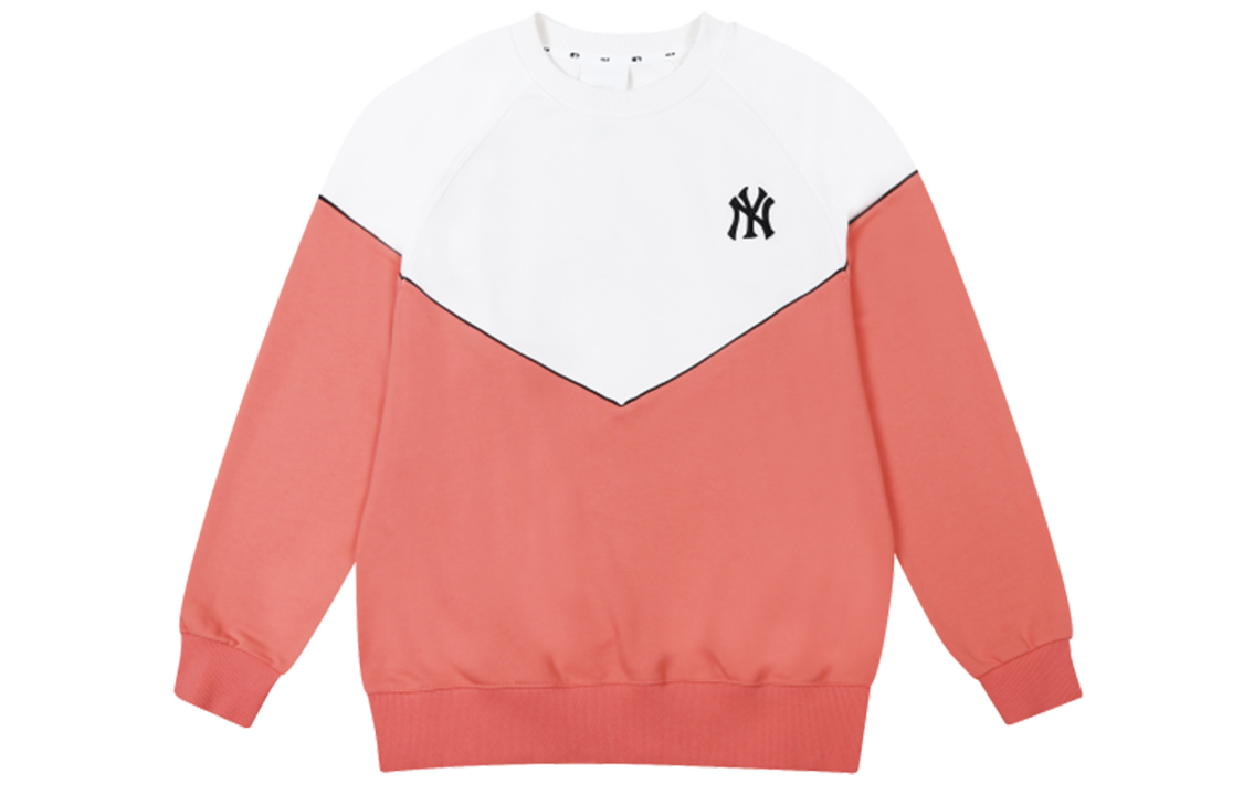 MLB New York Yankees Retro Colorblock Loose Sweatshirt Unisex Pink White 31MT0A041-50O