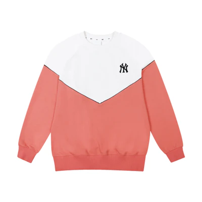 MLB New York Yankees Retro Colorblock Loose Sweatshirt Unisex Pink White 31MT0A041-50O