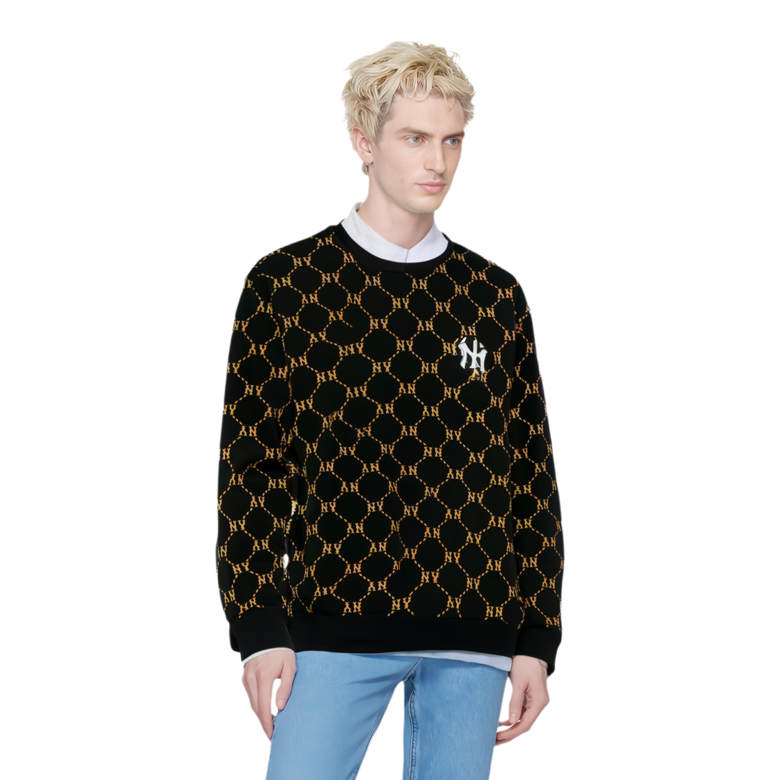 MLB New York Yankees Retro Crewneck Pullover Sweatshirt Unisex Black 3AMTM0144-50BKS 圖 4