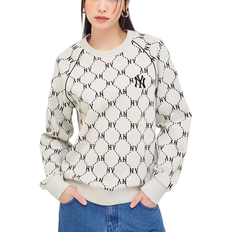 MLB New York Yankees Retro Crewneck Sweatshirt Deep Cream Unisex Long Sleeve 3AMTM0144-50CRD 圖 4