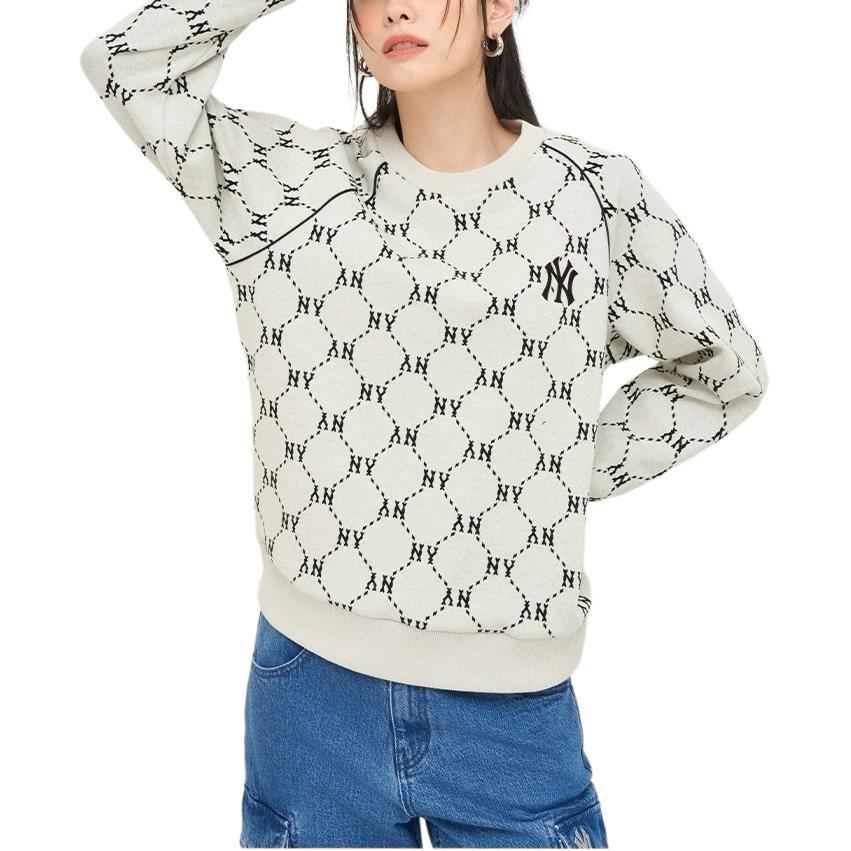 MLB New York Yankees Retro Crewneck Sweatshirt Deep Cream Unisex Long Sleeve 3AMTM0144-50CRD 圖 5