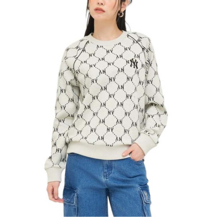 MLB New York Yankees Retro Crewneck Sweatshirt Deep Cream Unisex Long Sleeve 3AMTM0144-50CRD 圖 6