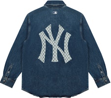 MLB New York Yankees Retro Denim Logo Oversized Shirt Unisex Blue 3AWSN1014-50BLS MLB New York Yankees Retro Denim Logo Oversized Shirt Unisex Blue 3AWSN1014-50BLS