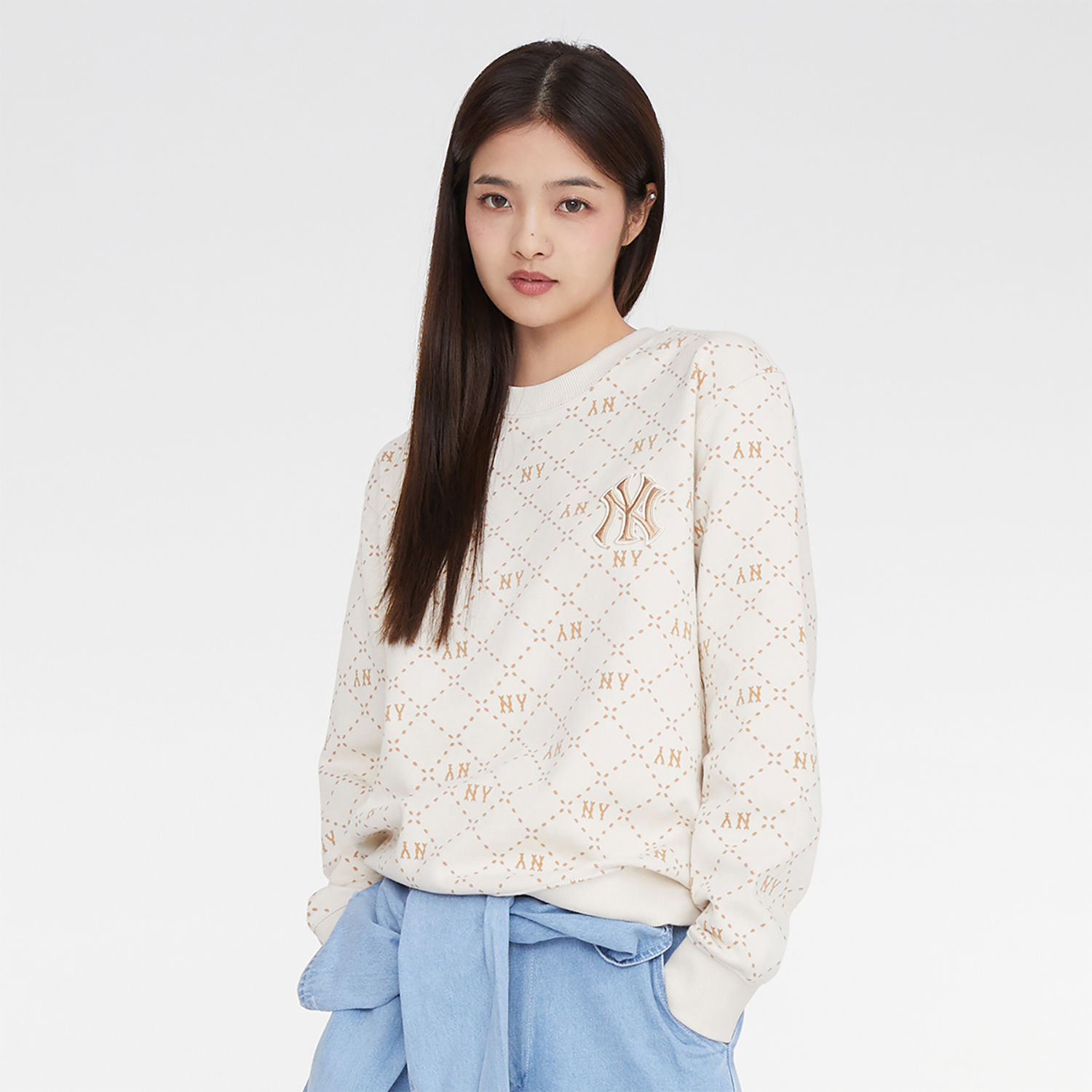 MLB New York Yankees Retro Diamond Sweatshirt Cream Unisex Crewneck 3AMTM0134-50CRD 圖 6