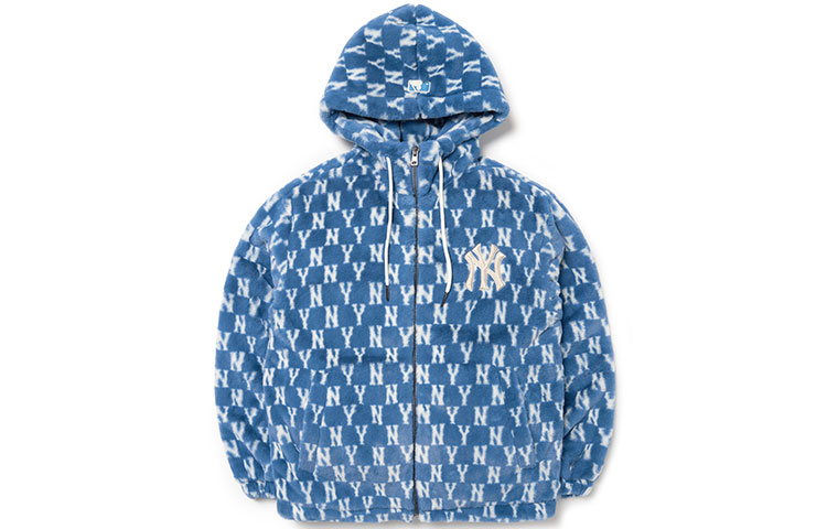 MLB New York Yankees Retro Floral Fleece Hooded Jacket Unisex Blue. 3AJPF1816-50BLD