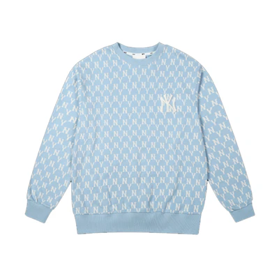 MLB New York Yankees Retro Logo Crewneck Sweatshirt Unisex Sky Blue 31MTM2041-50S
