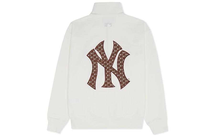 MLB New York Yankees Retro Logo Zip-Up Jacket Sweatshirt Cream Unisex 3ATRM1034-50CRS 圖 2