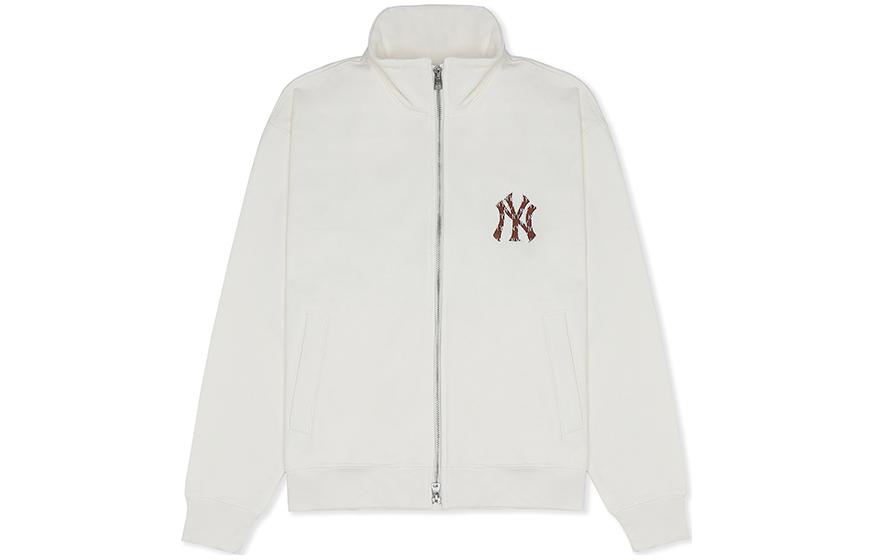 MLB New York Yankees Retro Logo Zip-Up Jacket Sweatshirt Cream Unisex 3ATRM1034-50CRS 圖 3