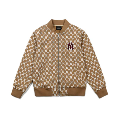 MLB New York Yankees Retro Monogram Baseball Jacket Unisex Beige 31JPM3061-50B
