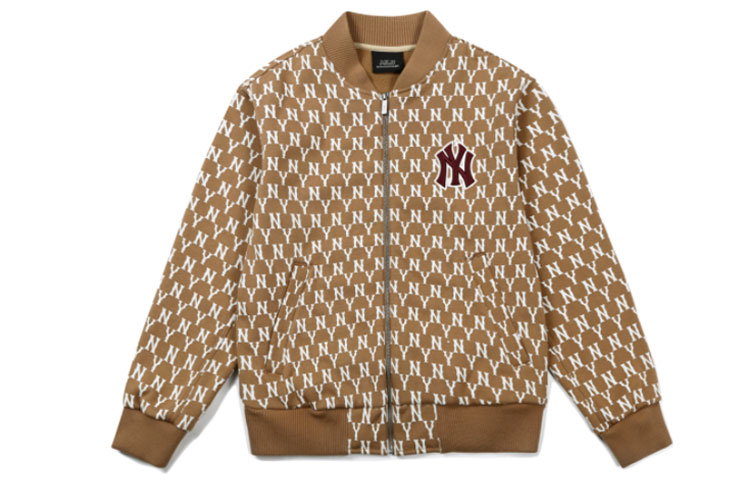 MLB New York Yankees Retro Monogram Baseball Jacket Unisex Beige 31JPM3061-50B 圖 2