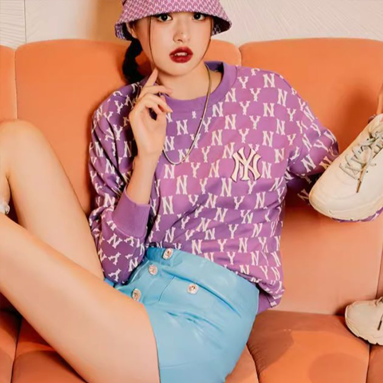 MLB New York Yankees Retro Pink Pullover Sweatshirt Unisex Full Letter Print 3AMTM0614-50PKD 圖 4