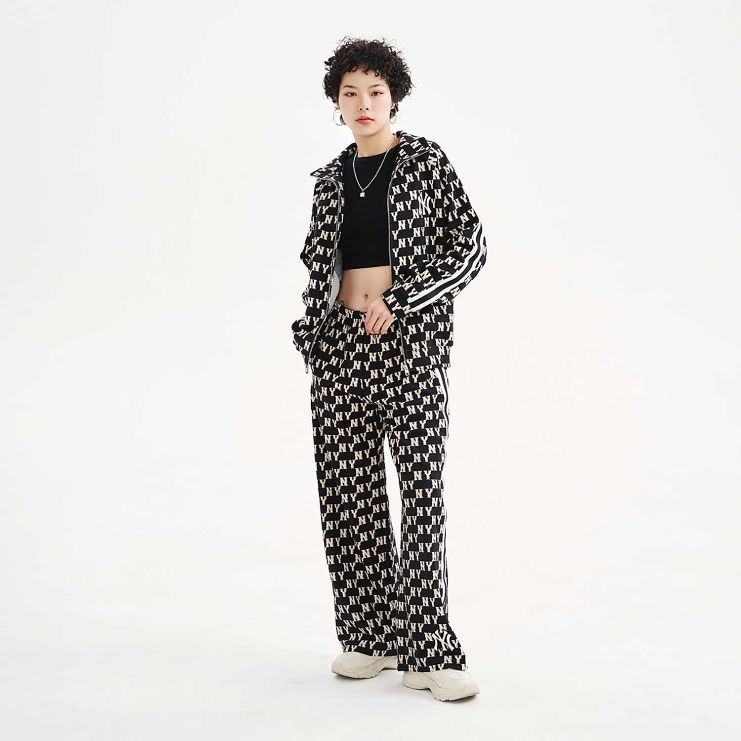 Details for Celana Kasual MLB New York Yankees Retro Wide-Leg Monogram Unisex Hitam 3APTM0431-50BKS