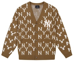 MLB New York Yankees Retro Wool Cardigan Sweater Unisex Beige 31KTM1041-50B MLB New York Yankees Retro Wool Cardigan Sweater Unisex Beige 31KTM1041-50B