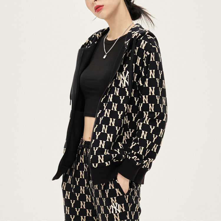 Details for MLB 紐約洋基隊復古拉鍊連帽衫 黑色男女通用外套毛衣。 3ATRM0114-50BKS