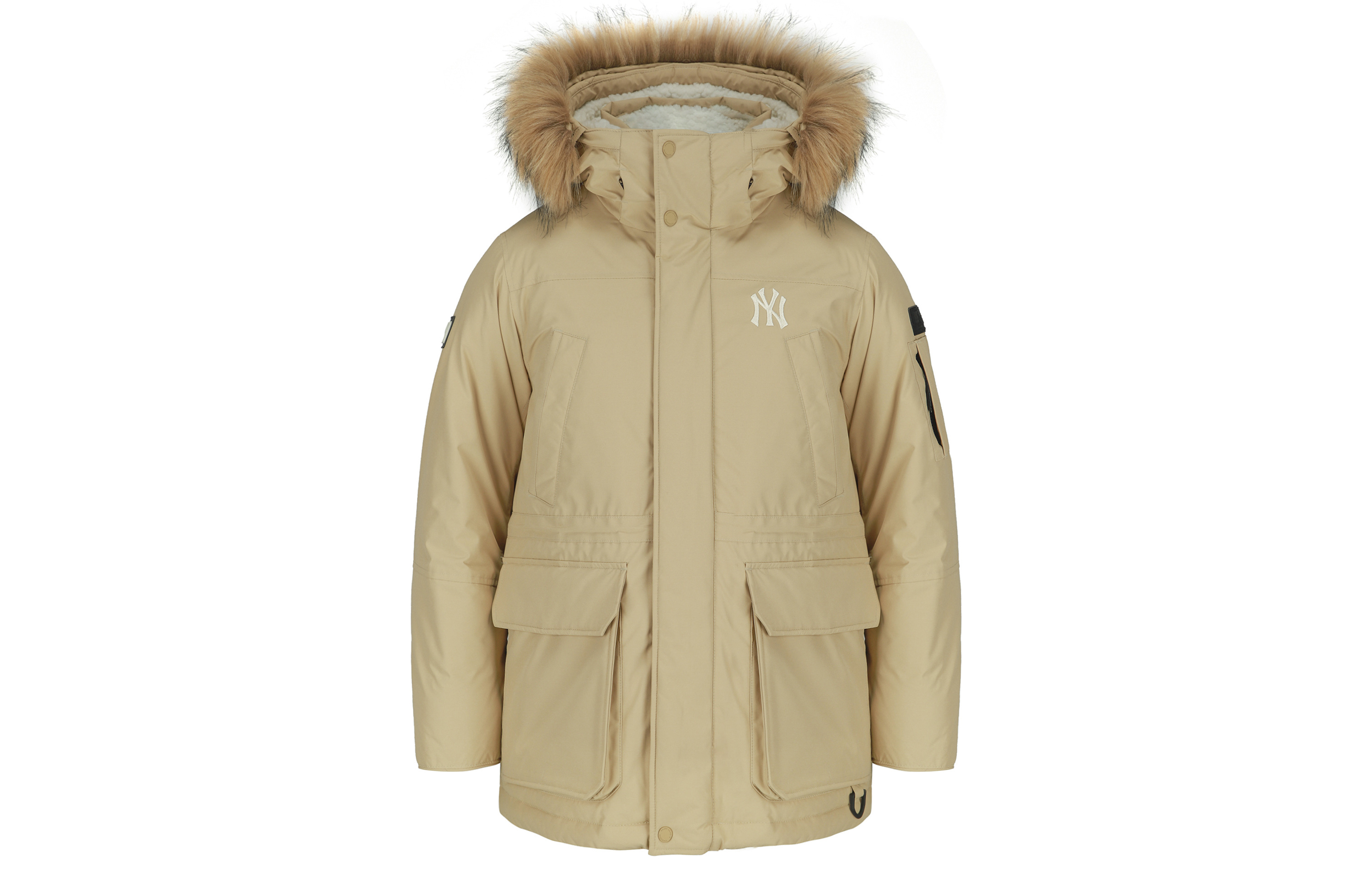 MLB New York Yankees Sand Brown Hooded Long Down Jacket Unisex Winter Wear 3ADJEC516-50SAS 圖 2