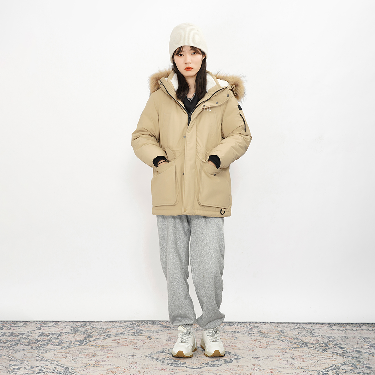 MLB New York Yankees Sand Brown Hooded Long Down Jacket Unisex Winter Wear 3ADJEC516-50SAS 圖 4