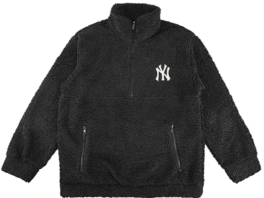 MLB 紐約洋基隊羊羔絨半拉鍊休閒衛衣 男女款 黑色 31MTF3061-50L Order MLB 紐約洋基隊羊羔絨半拉鍊休閒衛衣 男女款 黑色 31MTF3061-50L