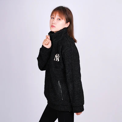 MLB 紐約洋基隊羊羔絨半拉鍊休閒衛衣 男女款 黑色 31MTF3061-50L Shop MLB 紐約洋基隊羊羔絨半拉鍊休閒衛衣 男女款 黑色 31MTF3061-50L