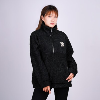 MLB 紐約洋基隊羊羔絨半拉鍊休閒衛衣 男女款 黑色 31MTF3061-50L Purchase MLB 紐約洋基隊羊羔絨半拉鍊休閒衛衣 男女款 黑色 31MTF3061-50L