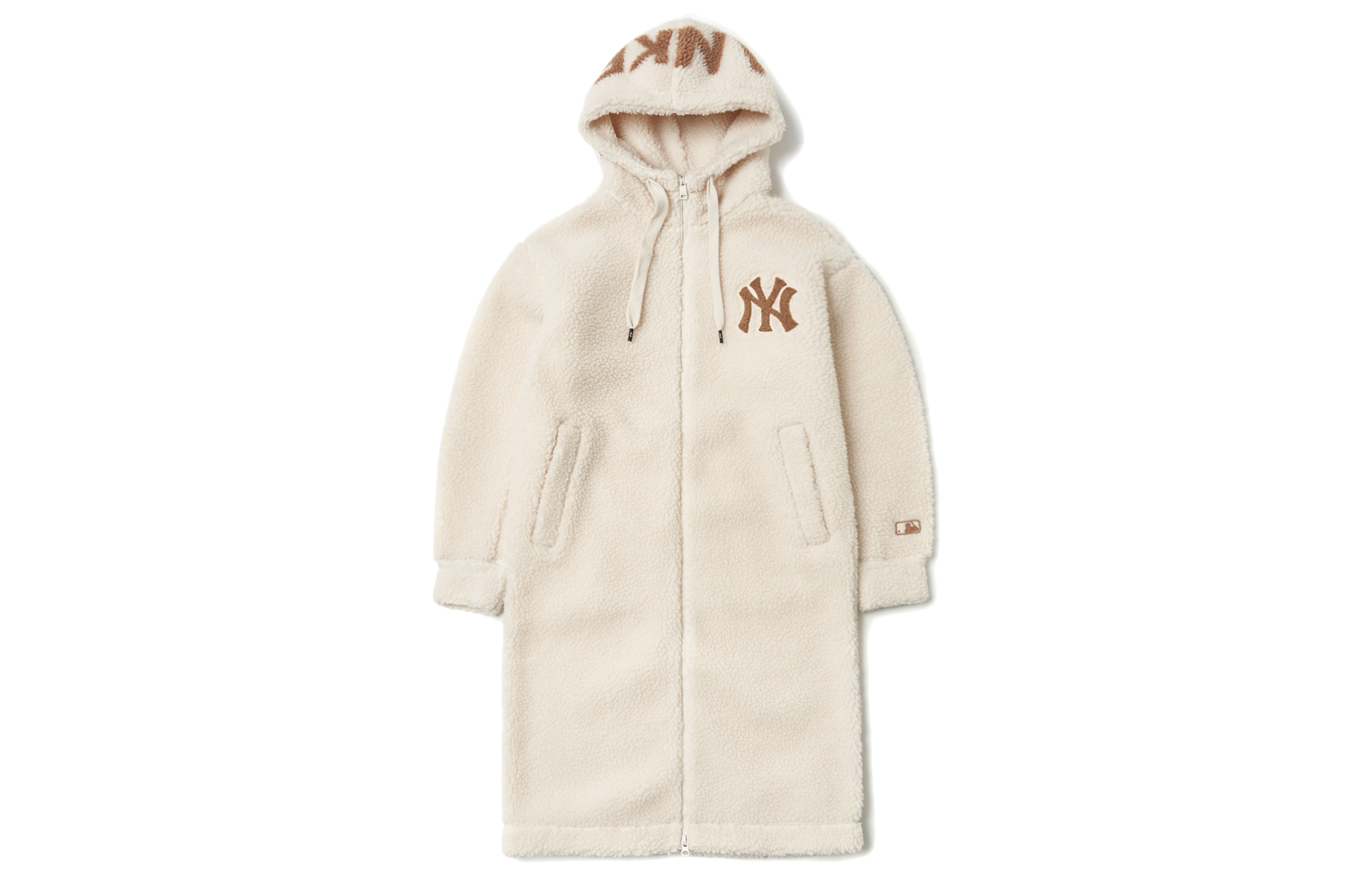 MLB New York Yankees Sherpa Jacket Cream Unisex Casual Embroidered Coat. 3AJPF2816-50CRS