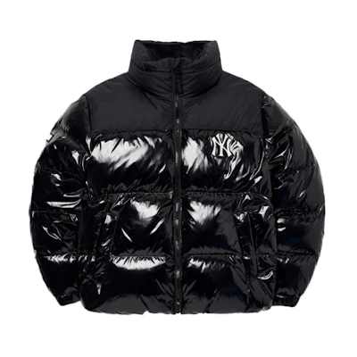 MLB New York Yankees Shiny Color-Block Puffer Jacket Winter Unisex Black. 3ADJN0516-50BKS