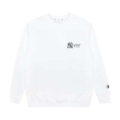 MLB New York Yankees Simball Logo Arrow Print Oversized White Crewneck Sweater Unisex 31MTS1111-50W