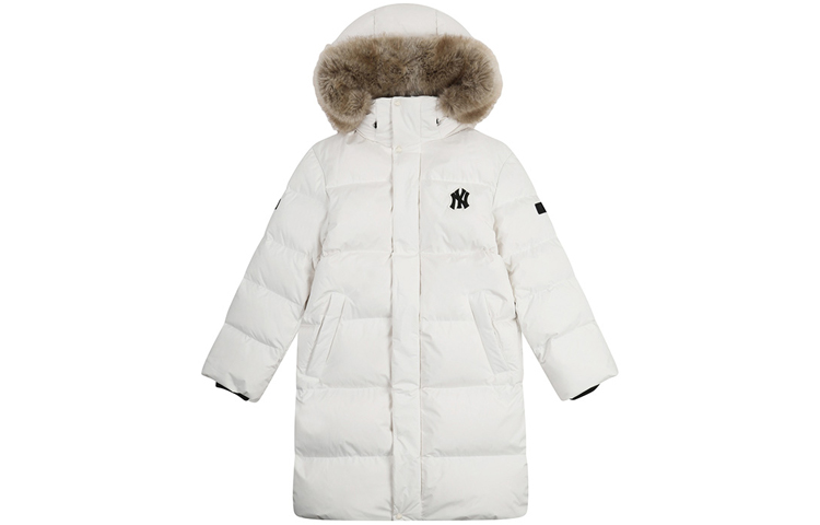 MLB New York Yankees Small Logo Ivory White Unisex Winter Down Hoodie. 3ADJEC716-50IVS